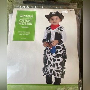 Western Vaquero Cowboy Toddler Costume with Red Scarf & Hat